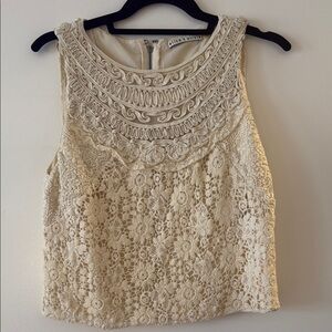Alice + Olivia Cream Cropped Embellished Blouse